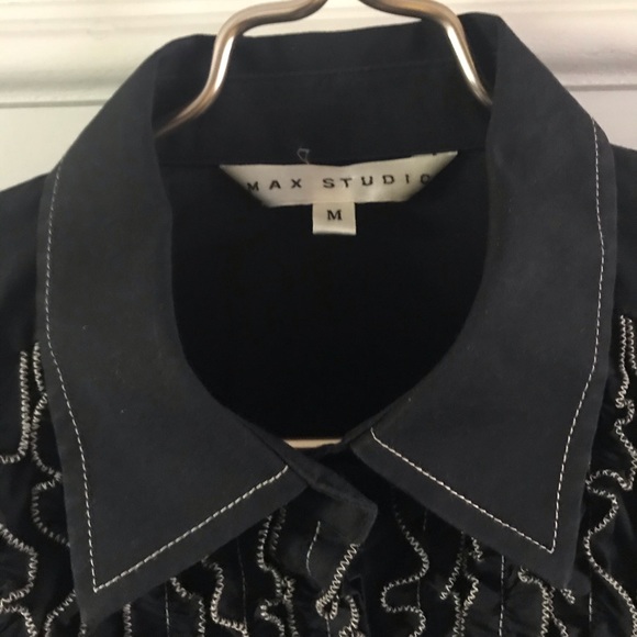 Max Studio Women’s Ruffled Dress Shirt Medium - Picture 4 of 8